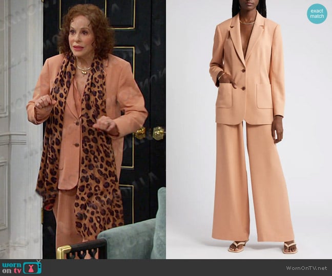 Nordstrom Textured Patch Pocket Blazer and Wide-Leg Pants worn by Vivian Alamain (Louise Sorel) on Days of our Lives