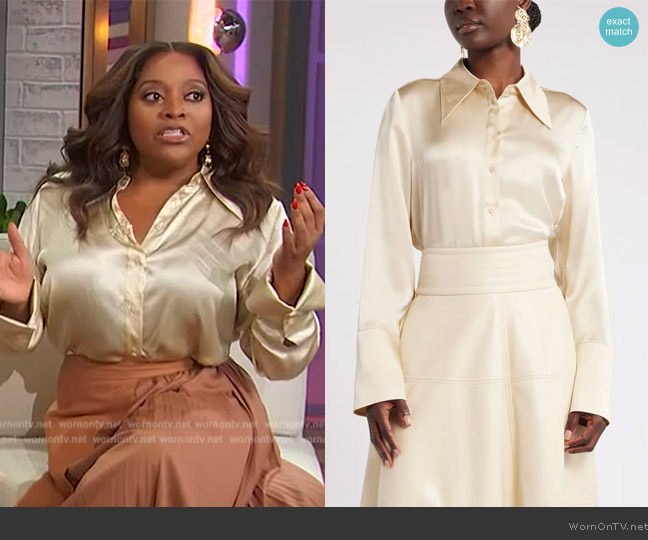 Nordstrom x Harlem's Fashion Row Megan Renee Silk Button-Up Shirt worn by Sherri Shepherd on Sherri