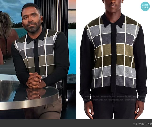 Officine Generale Brennan Wool Sweater worn by Justin Sylvester on E! News