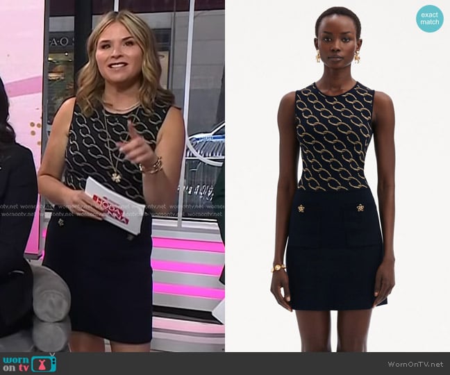 Oscar de la Renta Chain-Link Knit Dress worn by Jenna Bush Hager on Today