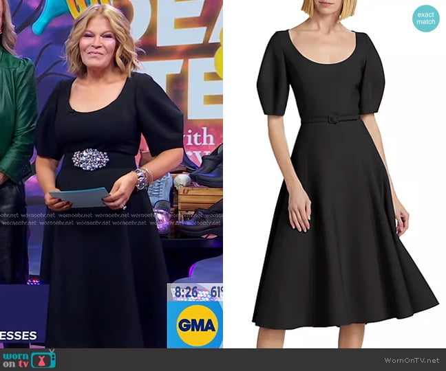 Oscar de la Renta Stretch-Wool Fit & Flare Dress worn by Tory Johnson on Good Morning America