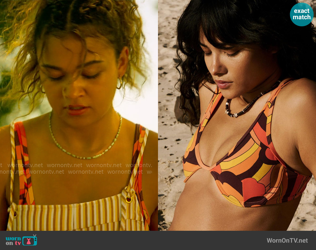 Out From Under at Urban Outfitters Nori Printed Underwire Bikini Top worn by Kiara Carrera (Madison Bailey) on Outer Banks