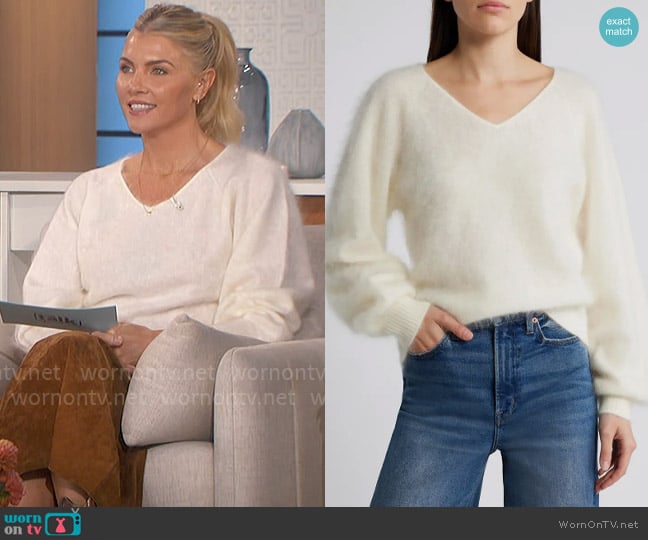 Paige Opaline Cashmere V-Neck Sweater worn by Amanda Kloots on The Talk