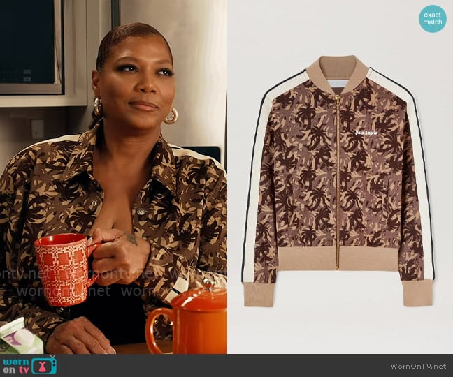 Robyn’s brown printed track jacket on The Equalizer