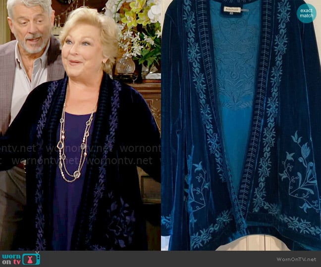 Paparazzi Velvet Wrap worn by Traci Abbott (Beth Maitland) on The Young and the Restless