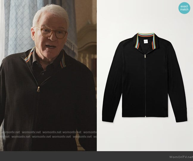 Paul Smith Merino Wool Zip-Up Cardigan worn by Charles-Haden Savage (Steve Martin) on Only Murders in the Building