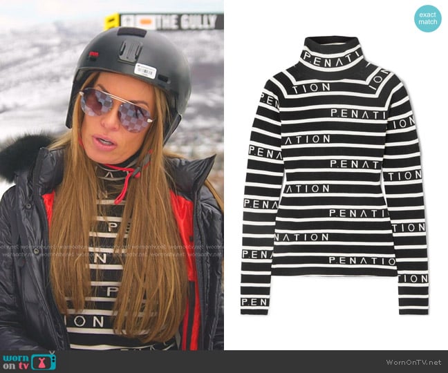 P.E Nation + Woolmark Cutline Striped Intarsia Wool-Blend Sweater worn by Britani Bateman on The Real Housewives of Salt Lake City