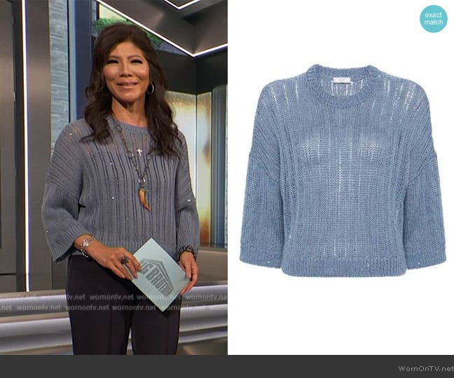 Peserico Sequin-embellished jumper worn by Julie Chen on Big Brother