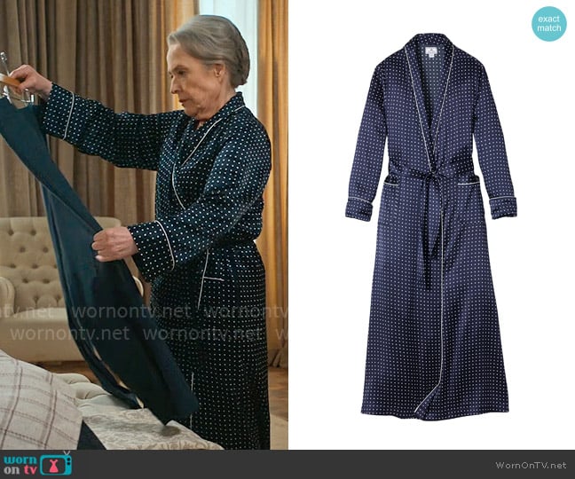 Petite Plume Polka Dot Long Robe worn by Madeline Matlock (Kathy Bates) on Matlock