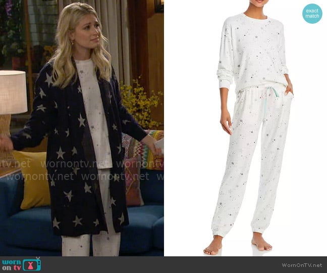 PJ Salvage Peachy Party Pants Pajama Set worn by Gemma (Beth Behrs) on The Neighborhood