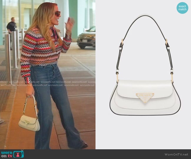 Prada Brushed Leather Shoulder Bag in White worn by Heather Gay on The Real Housewives of Salt Lake City