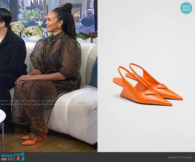 Prada Brushed Leather Slingback Pumps worn by Eisa Davis on Today