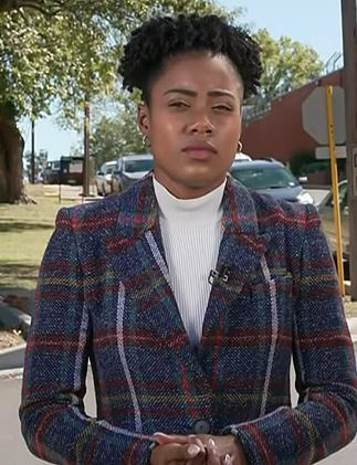 Priscilla Thompson's plaid blazer on NBC News Daily