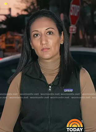 Priya Sridhar’s black fleece zip vest on Today