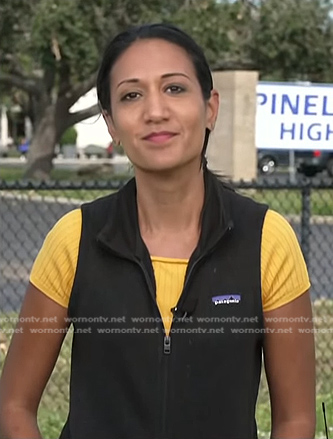 Priya Sridhar's black fleece zip vest on Today