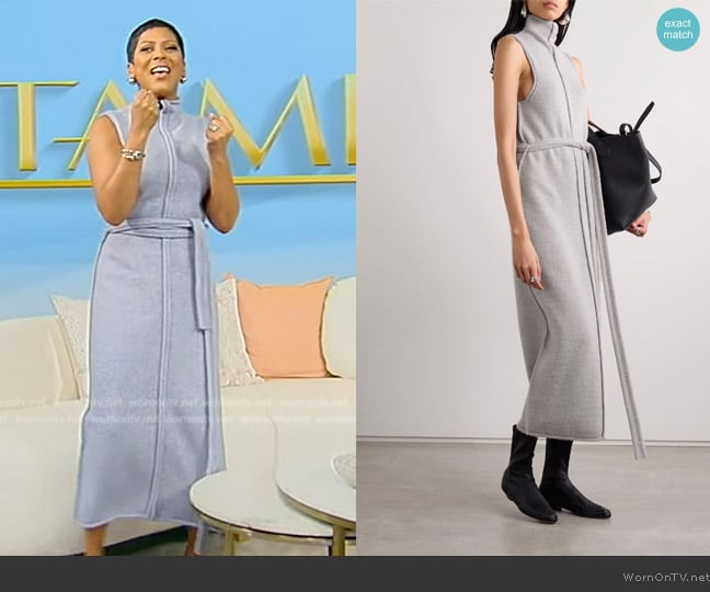 Proenza Schouler Zola belted knitted midi dress worn by Tamron Hall on Tamron Hall Show