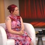 Rachel Bloom’s tie dye dress on CBS Mornings