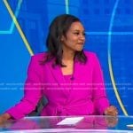 Rachel’s purple dress and tie waist blazer on Good Morning America