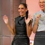 Racquel Chevremont’s black leather gathered dress on Sherri