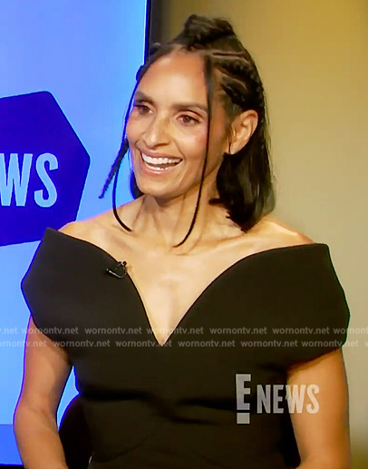 Racuel's black off shoulder top on E! News