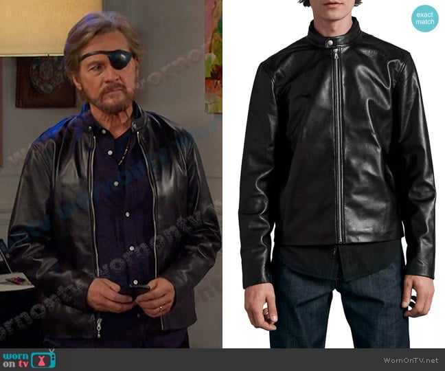 Rag & Bone ICONS Archive Cafe Racer Leather Jacket worn by Steve (Stephen Nichols) on Days of our Lives