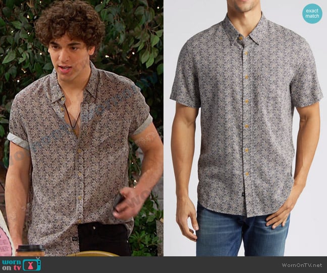 Rails Carson Shirt in Tribal Batik Celestial worn by Aaron Greene  (Louis Tomeo) on Days of our Lives