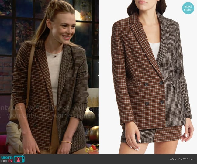 Rails Cody Blazer in Mixed Mini Check worn by Claire Grace (Hayley Erin) on The Young and the Restless