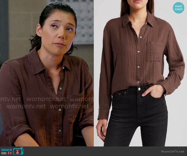 Violet’s brown button down shirt on Chicago Fire