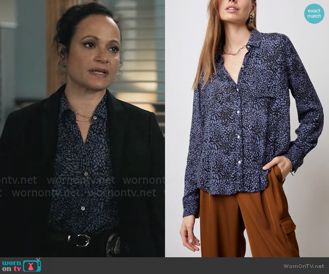 Rails Josephine Shirt in Midnight Lynx worn by Selena (Judy Reyes) on High Potential