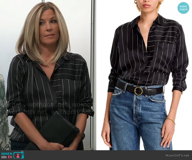 Rails Spencer Shirt in Ink worn by Carly Spencer (Laura Wright) on General Hospital