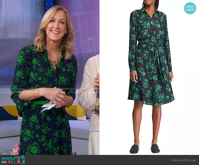 Lauren Ralph Lauren Belted Georgette Shirt Dress worn by Lara Spencer on Good Morning America