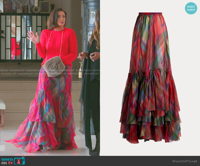 Polo Ralph Lauren Daphne Print Silk Gazar Maxiskirt worn by Bronwyn Newport on The Real Housewives of Salt Lake City