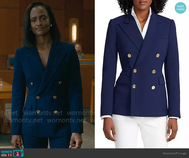 Olympia’s blue blazer with gold buttons on Matlock