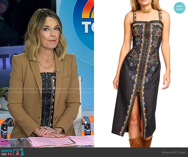 Ramy Brook Bailey Embroidered Stud Detail Denim Dress worn by Savannah Guthrie on Today