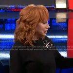 Reba’c black bird embellished sweater on The Voice