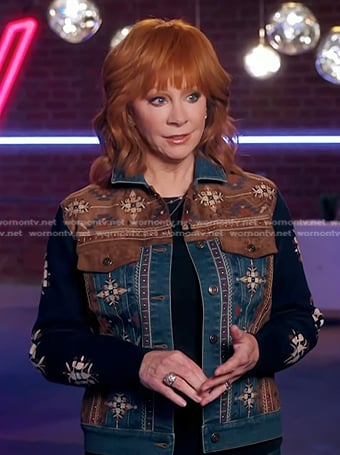 Reba's embroidered denim jacket on The Voice