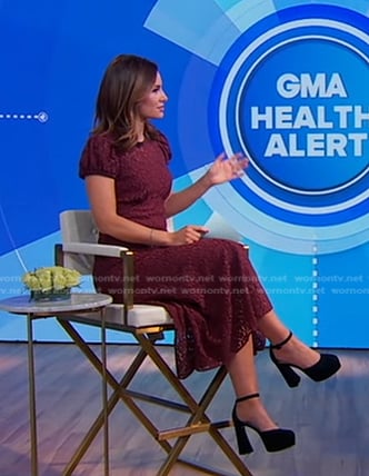 Rebecca's black suede platform pumps on Good Morning America