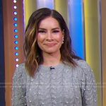 Rebecca’s grey pearl embellished sweater on Good Morning America