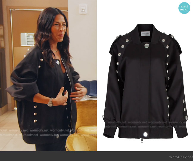 Rebecca Minkoff Dylan Stud Detail Bomber Jacket worn by Rebecca Minkoff on The Real Housewives of New York City