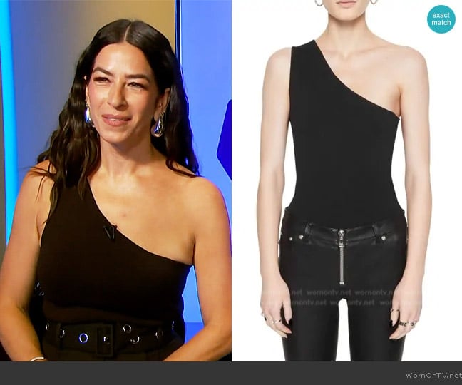 Rebecca Minkoff Bonnie One-Shoulder Bodysuit worn by Rebecca Minkoff on E! News