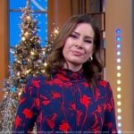 Rebecca’s navy and red floral turtleneck dress on Good Morning America