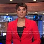 Jericka Duncan's red blazer and pant suit on CBS Evening News