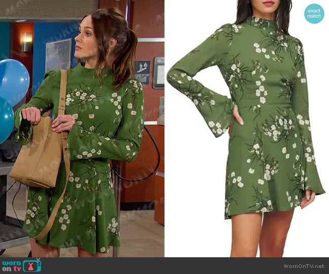 Reformation Persis Floral Long Sleeve Minidress worn by Stephanie Johnson (Abigail Klein) on Days of our Lives