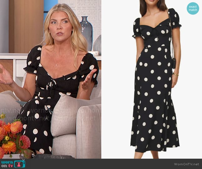 Reformation Shyla Dress in Moon Dot worn by Amanda Sinclair (Mishael Morgan) on The Young and the Restless