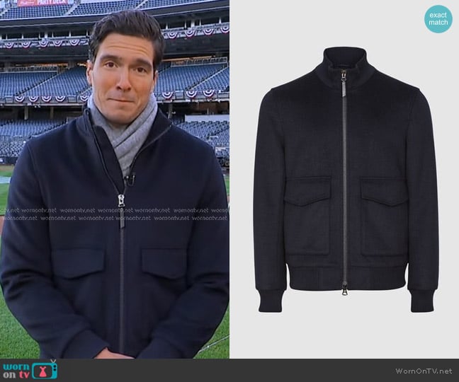 Reiss Dunstan Jacket in Navy worn by Will Reeve on Good Morning America