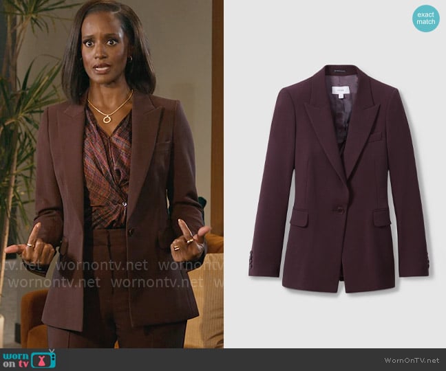 Olympia’s burgundy blazer on Matlock