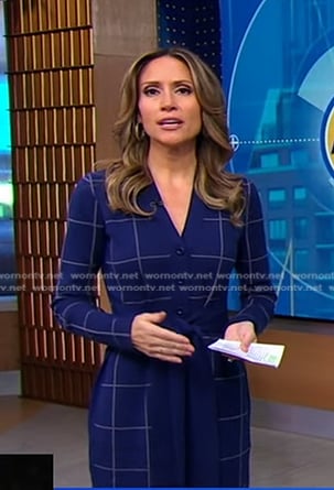 Rhiannon's blue windowpane dress on Good Morning America