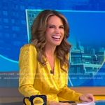 Rhiannon’s yellow snake print wrap blouse on Good Morning America