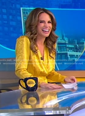 Rhiannon's yellow snake print wrap blouse on Good Morning America