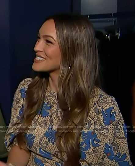 Emily Orozco's floral print mini dress on Access Hollywood